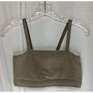Gymshark x Whitney Simmons Tan Brown Women Small Eyelash Knit Bandeau Tank